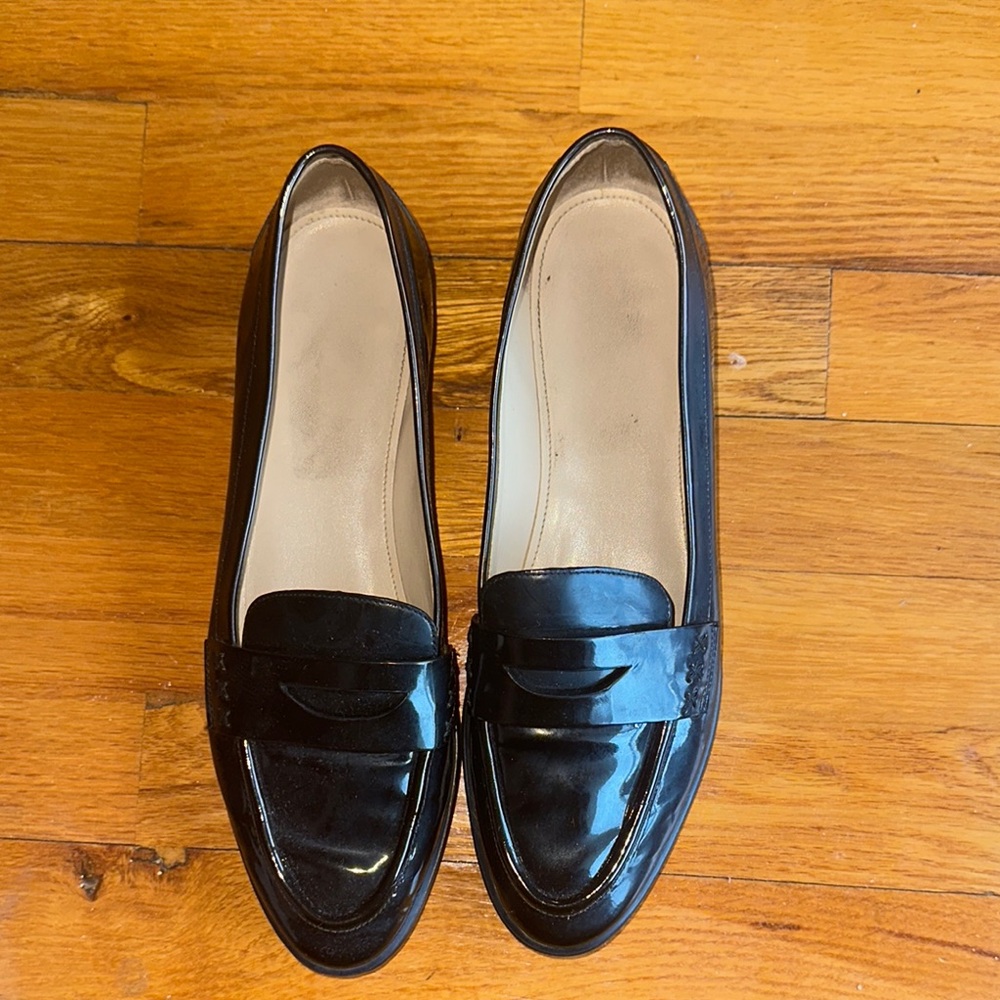 Via Spiga Black Patent Leather Loafers Flats
